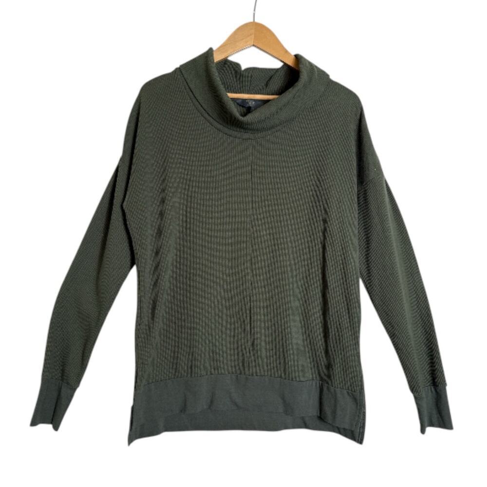 Mix by 41 Hawthorn Women's Waffle Weave Cowl Neck Cozy Knit Top Size L Green - Picture 2 of 8